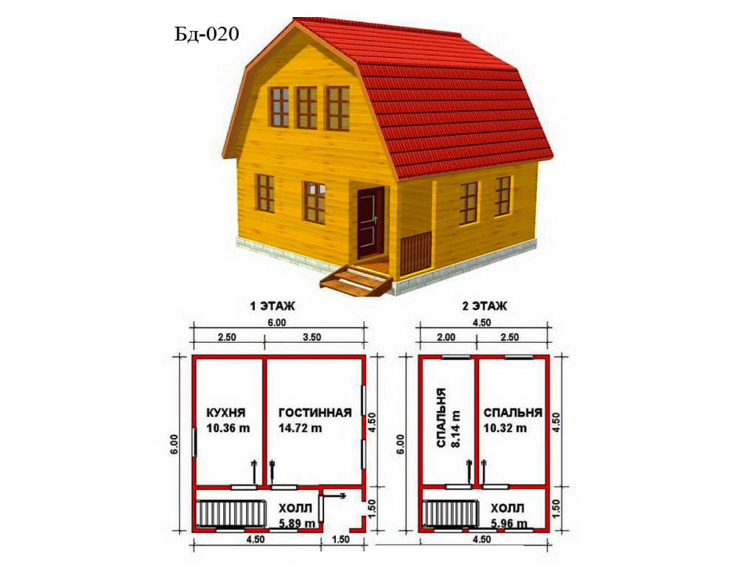 Вариант планировки двухэтажного дома