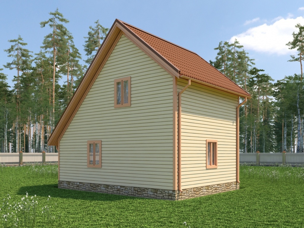 Садовый двухэтажный домик с несимметричной крышей