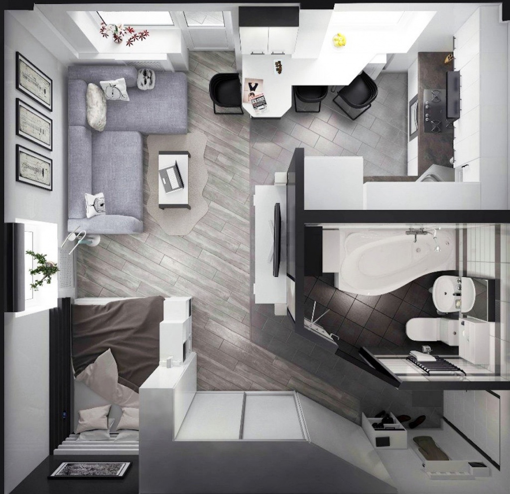Дизайн-проекты для однокомнатных квартир площадью 32 кв.м.