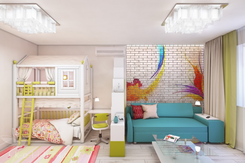 Дизайн однокомнатной квартиры с двумя детьми (66 фото)