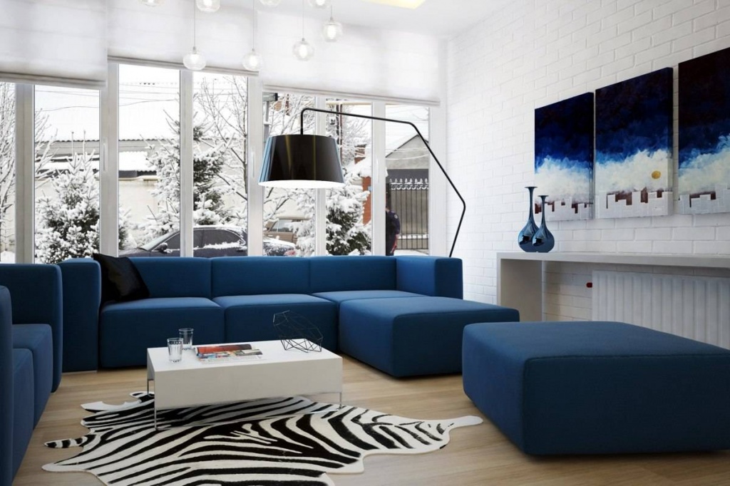 Дизайн квартиры с сине-белым цветовым решением