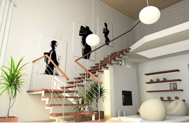 Лестница и прихожая частного дома в современном стиле