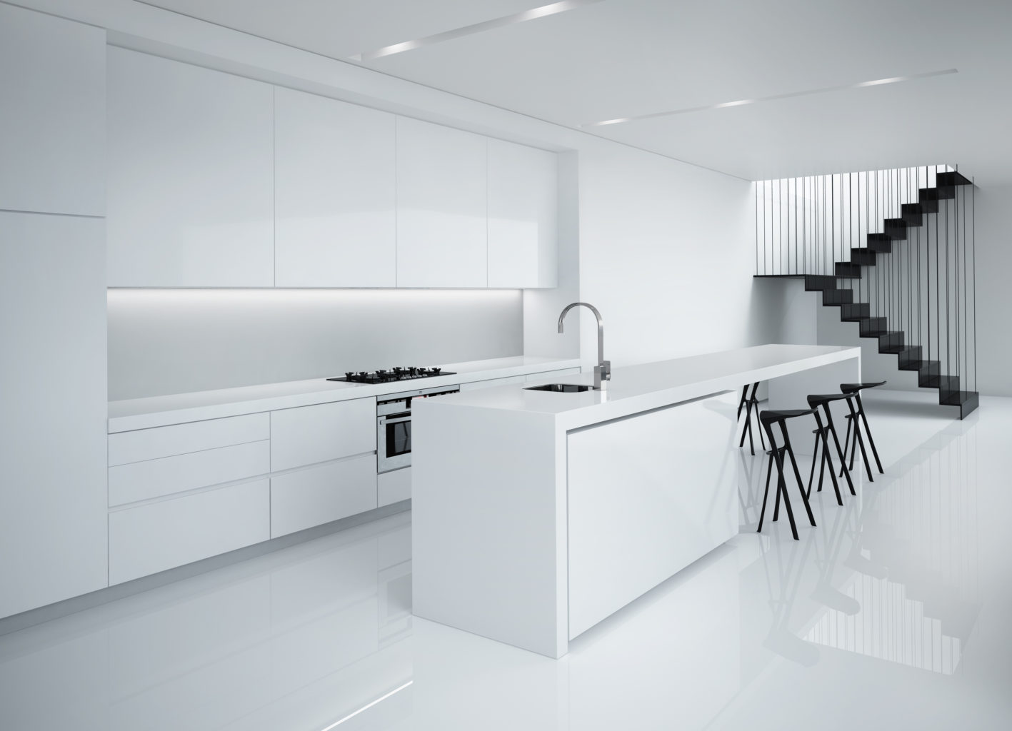 дизайн интерьера белой кухни
