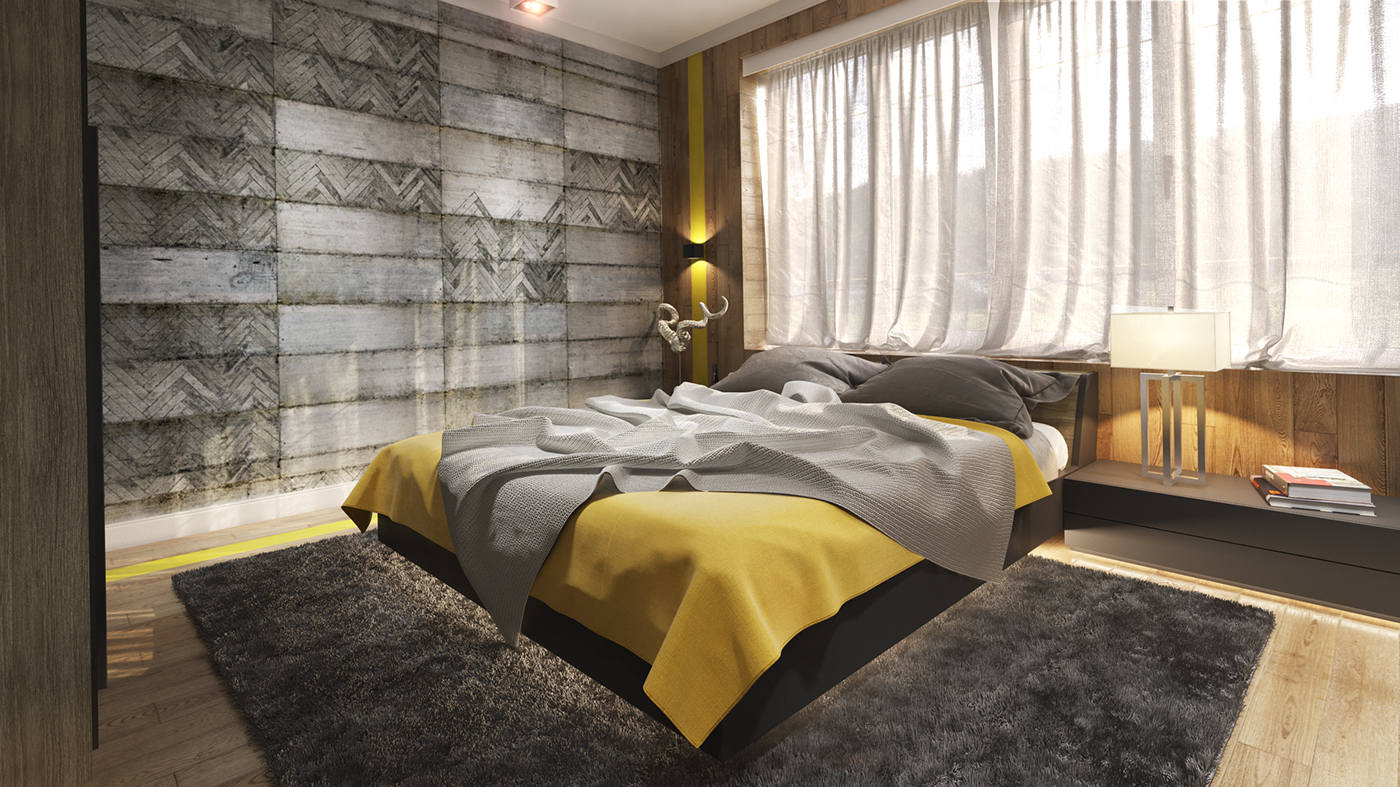  серо-желтая спальня