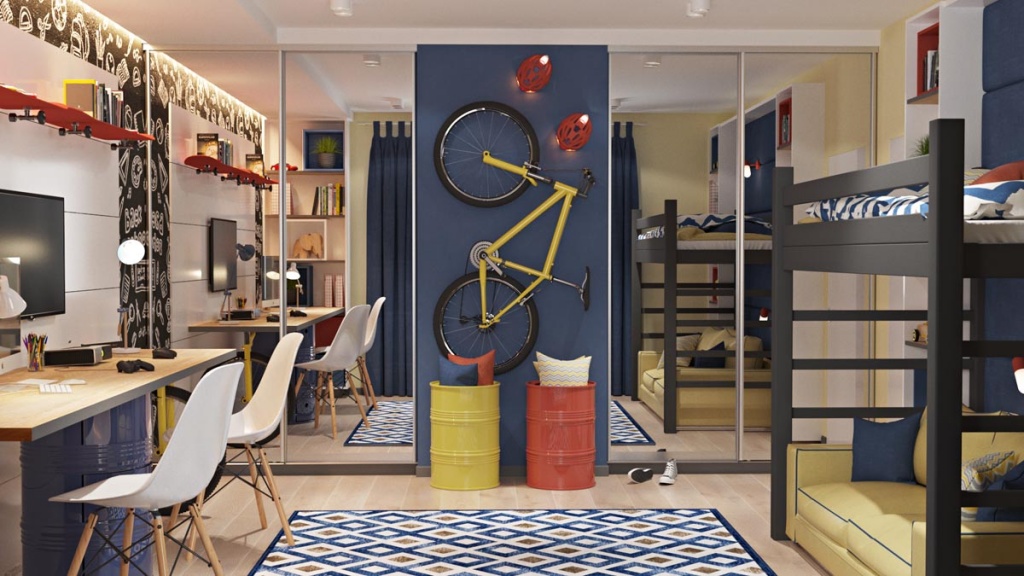 Интересная комната для мальчика-подростка: дизайн мебели и ремонт