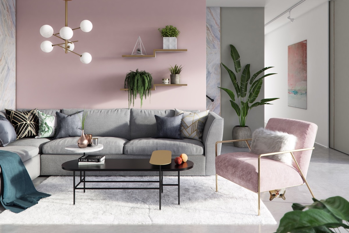 розовый в дизайне интерьера двухкомнатной квартиры 